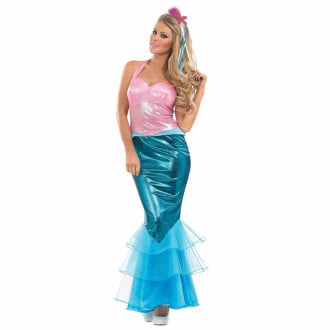 Disfraz Sirena Mujer Azul Y Rosa