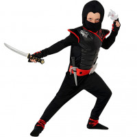 Disfraz de Ninja Mortal Negro y Rojo para Niños