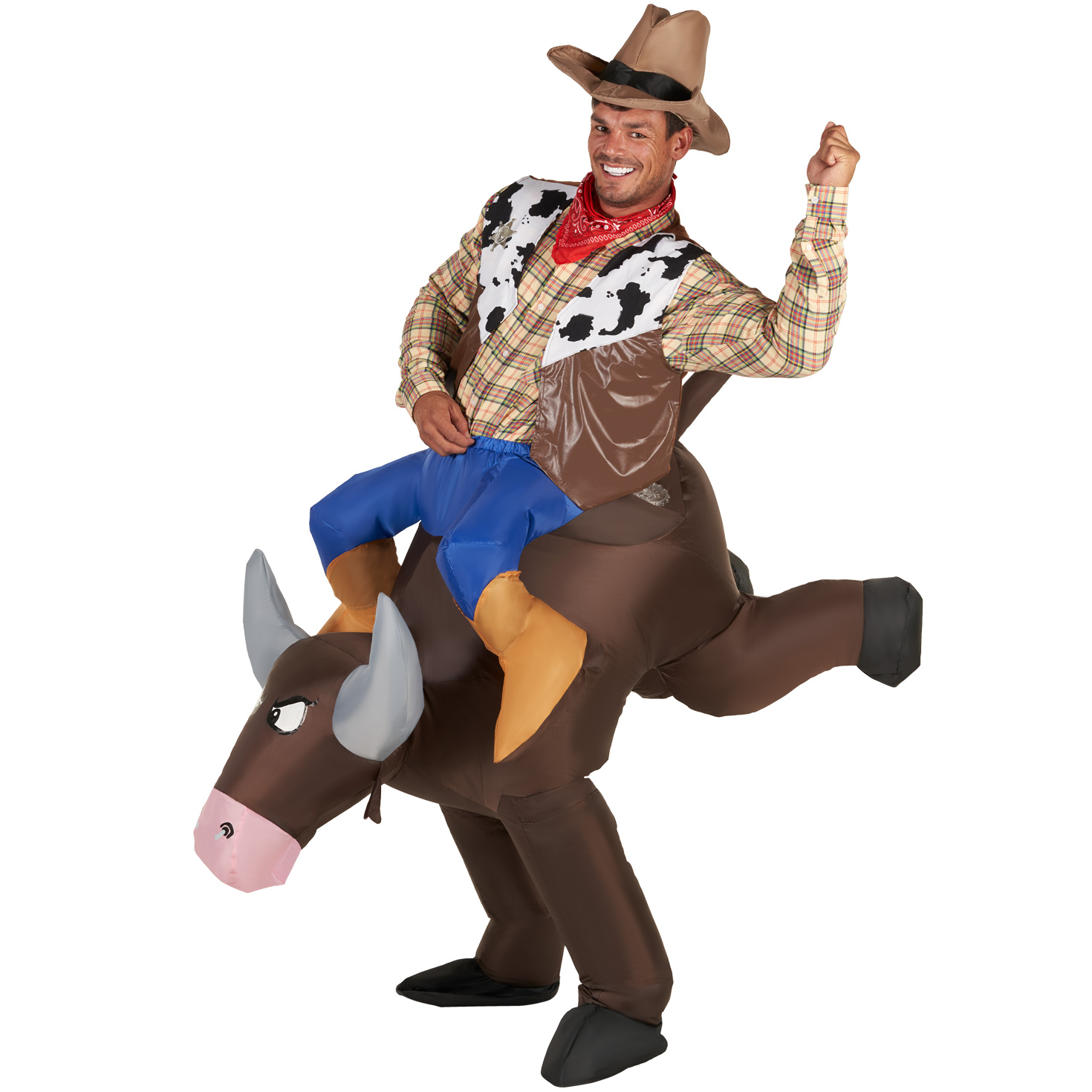 Disfraz Hinchable de Vaquero a Lomos del Toro Bronco