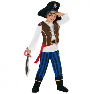 Disfraz de Pirata a Rayas Azules para Niños