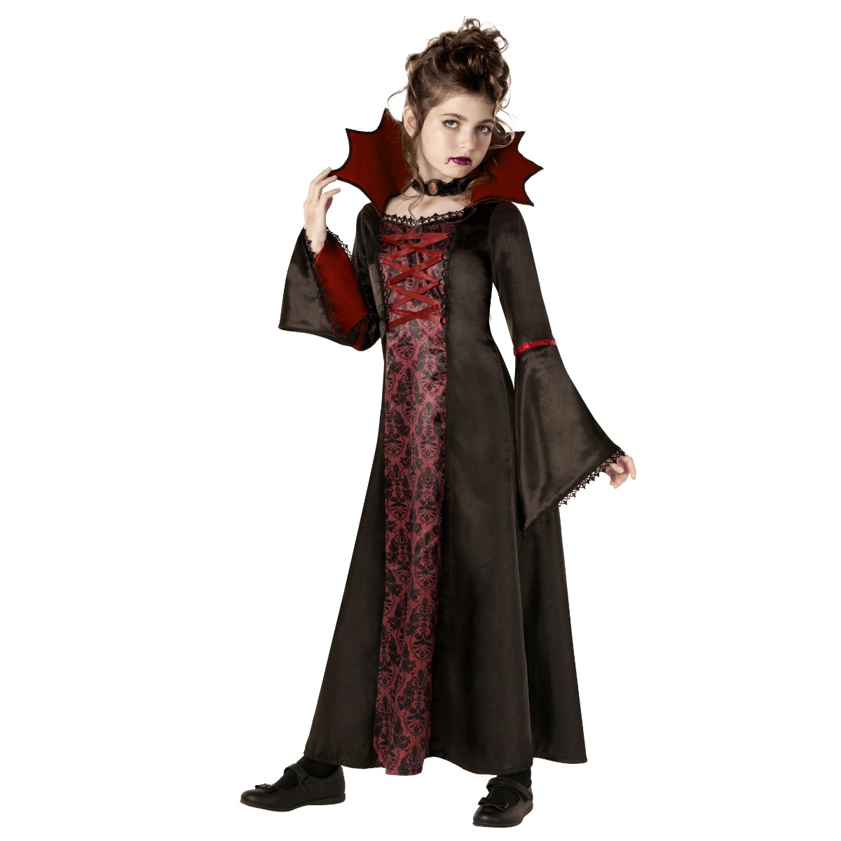 Disfraz De Vampiresa Oscura Roja Para Niños