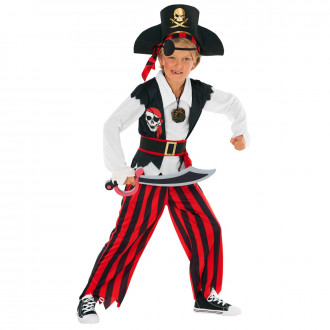 Disfraz de Pirata a Rayas Rojas para Niños