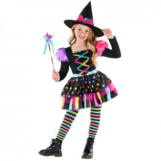 Disfraz de bruja arcoíris para niños