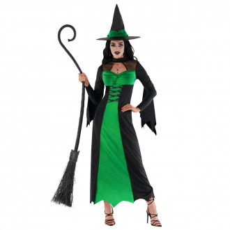 Disfraz de bruja malvada verde para mujer 